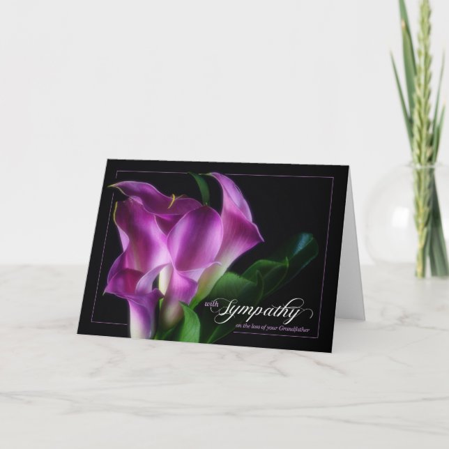 Loss of a Grandfather Sympathy Purple Calla Lilies Card (Front)