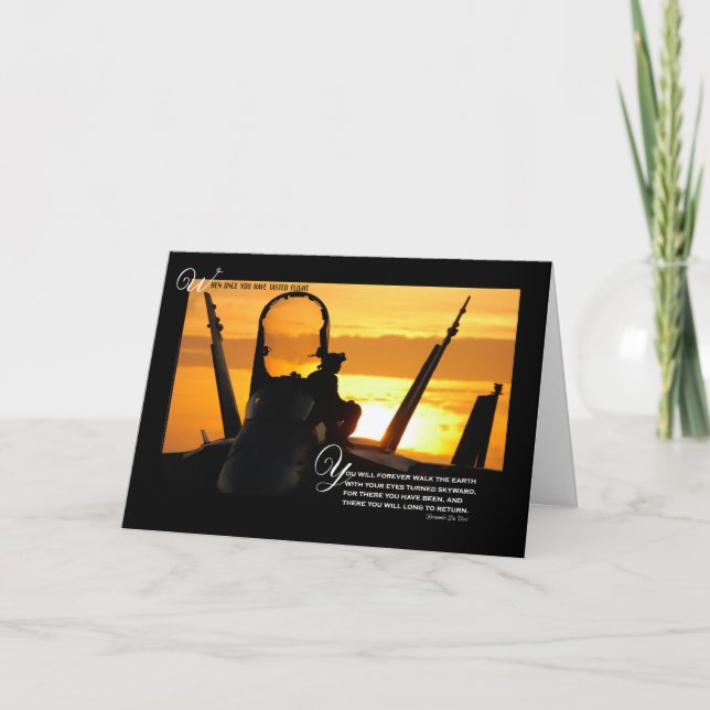 Loss of a Military Pilot Sympathy Sunset Plane Card (Front)