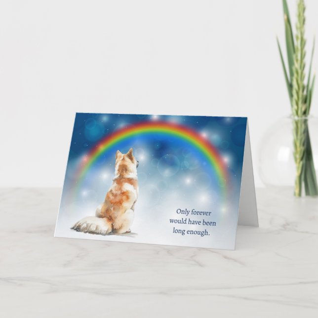 Loss of Akita Dog Night Lights Rainbow Sympathy Holiday Card (Front)