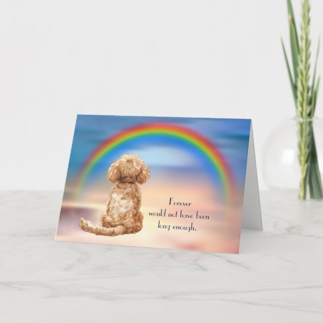 Loss of Apricot Poodle Rainbow Sympathy Card (Front)