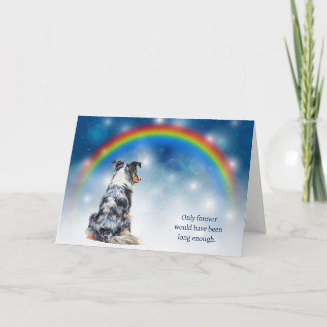 Loss of Australian Shepherd Night Lights Sympathy Holiday Card (Front)