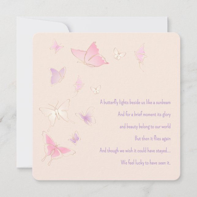 Loss of Baby Infant Girl Pink Butterflies Sympathy Card (Front)