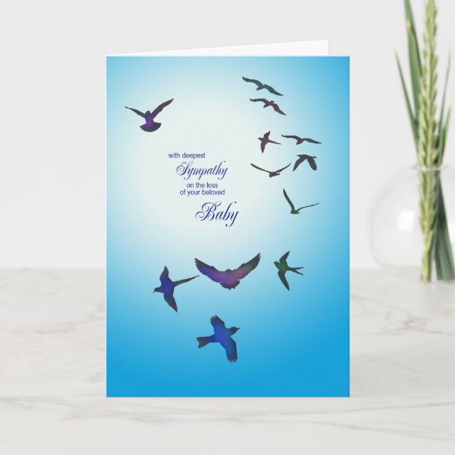 Loss of baby, sympathy card, flying birds card (Front)