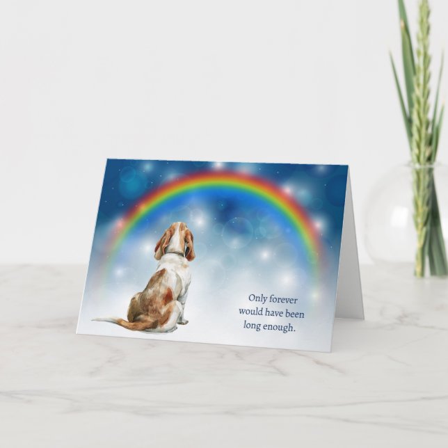 Loss of Basset Hound Dog Night Rainbow Sympathy Holiday Card (Front)