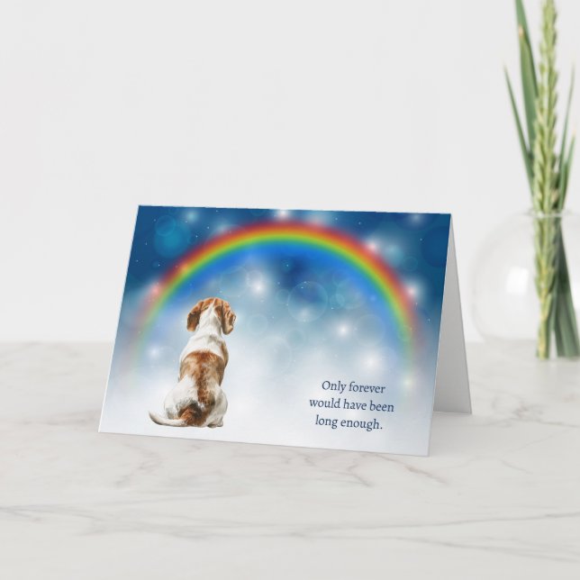 Loss of Beagle Hound Dog Night Rainbow Sympathy Holiday Card (Front)