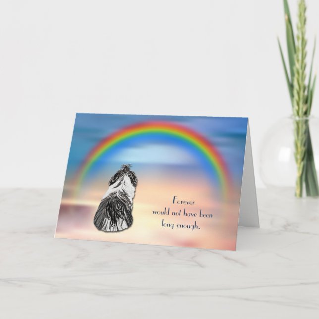 Loss of Black and White Shih Tzu Rainbow Sympathy Holiday Card (Front)