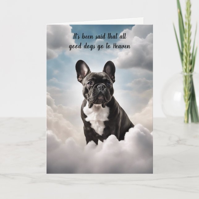 Loss of Black French Bulldog Heaven Sympathy Card (Front)
