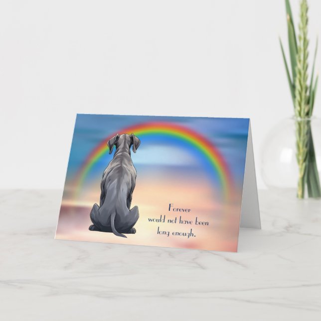 Loss of Black Great Dane Dog Rainbow Sympathy Card (Front)
