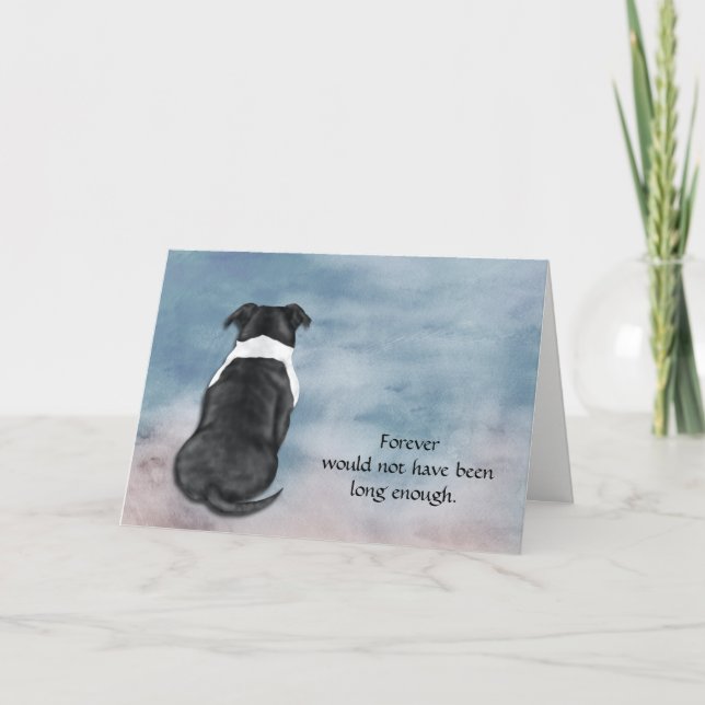 Loss of Black White American Bully Dog Sympathy Holiday Card (Front)