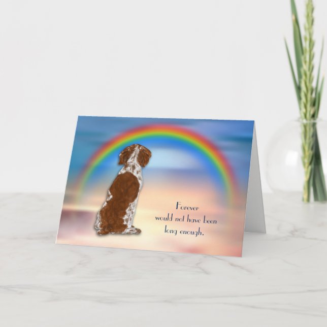 Loss of Brittany Spaniel Dog Rainbow Sympathy Card (Front)