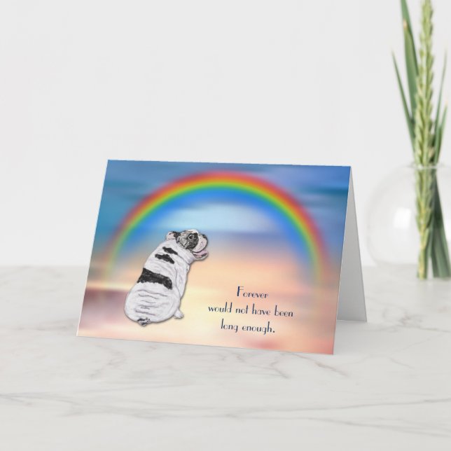 Loss of Bulldog Rainbow Sympathy Card (Front)