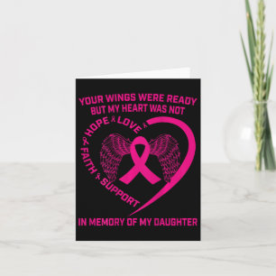 Loss Of Daughter Breast Cancer Heart Wings Graphic Card