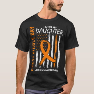 Loss Of Daughter Leukaemia Awareness American Flag T-Shirt