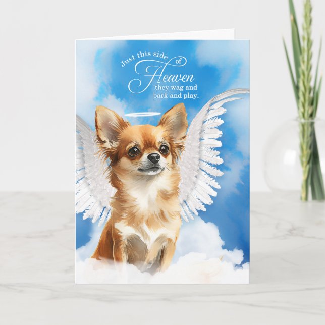 Loss of Dog Tan Longhair Chihuahua Pet Sympathy Card (Front)
