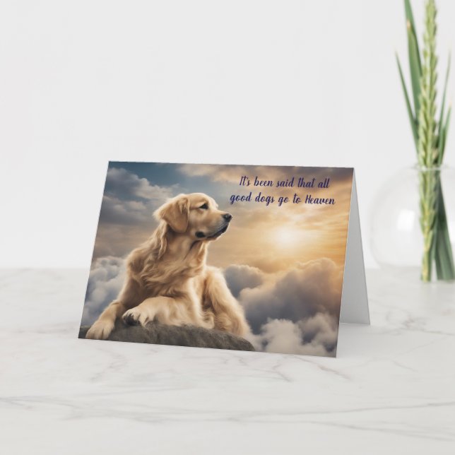 Loss of Golden Retriever Dog Heaven Sympathy Card (Front)