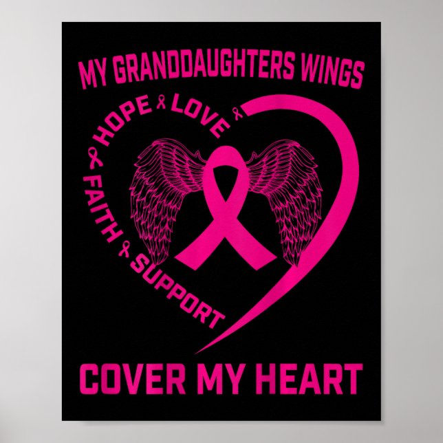 Loss Of Granddaughter Breast Cancer Heart Wings Ck Poster (Front)