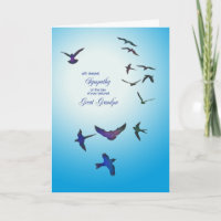 Loss of Great Grandpa, sympathy card, flying birds