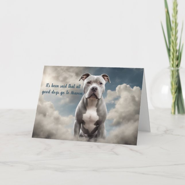 Loss of Grey Pitbull Dog Heaven Sympathy Holiday Card (Front)