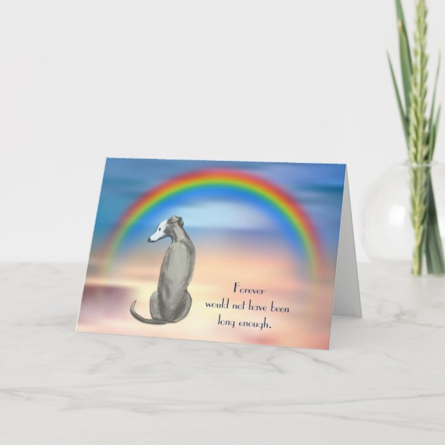 Loss of Grey Whippet Dog Rainbow Sympathy Card (Front)