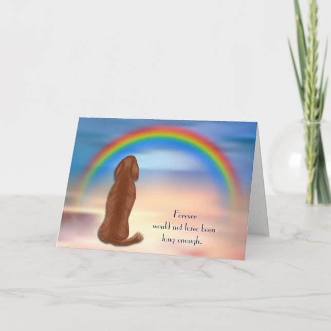 Loss of Irish Setter Dog Rainbow Sympathy Holiday Card (Front)