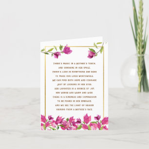 Loss of Mother or Mum Poem Floral Sympathy Card