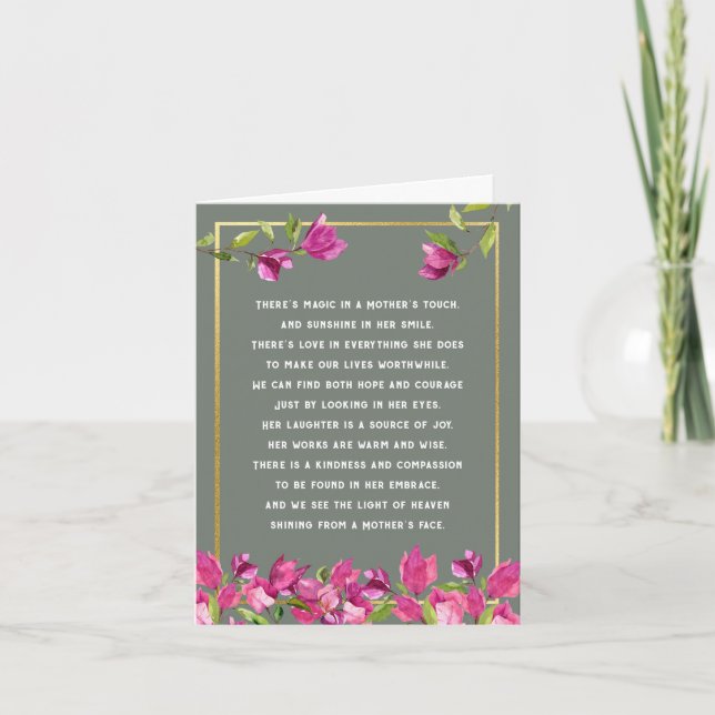 Loss of Mother or Mum Poem Floral Sympathy Card (Front)