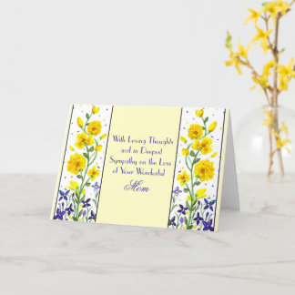 Loss of Mum Yellow Purple Flowers Sympathy Card