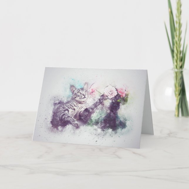 Loss of Pet Cat Custom Sympathy Card (Front)