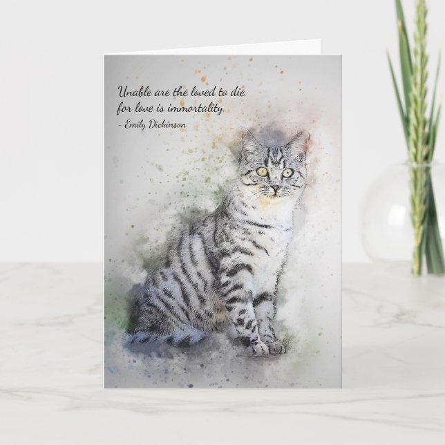 Loss of Pet Cat (Tabby) Custom Sympathy Card (Front)