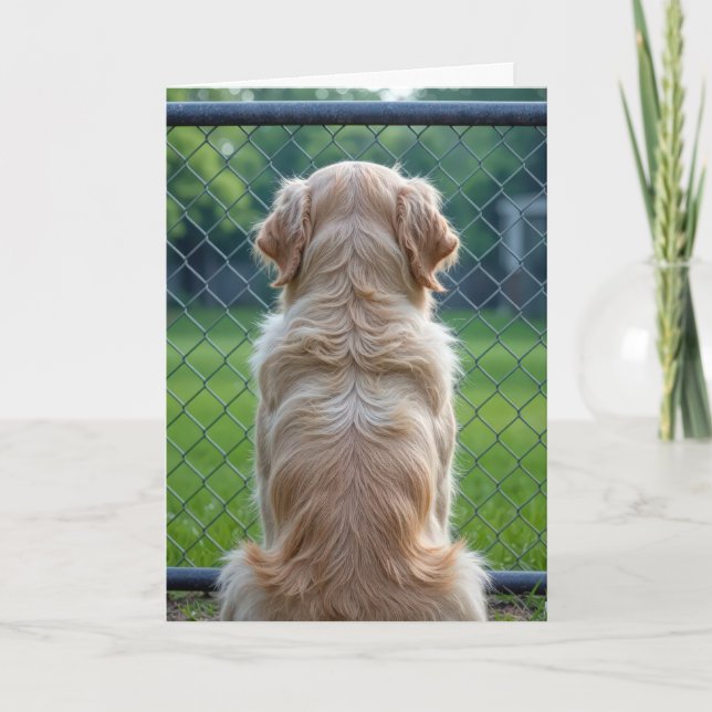 Loss of Pet Dog Looking Through a Fence Card (Front)
