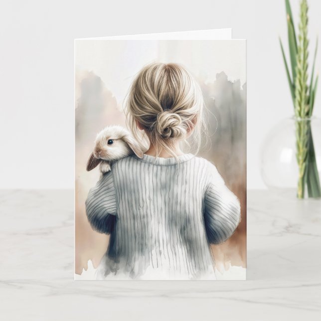 Loss of Pet Rabbit Watercolor Card (Front)