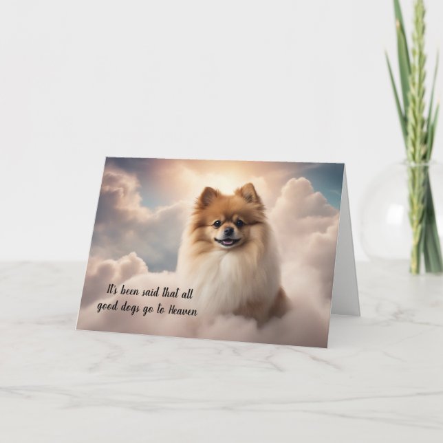 Loss of Pomeranian Dog Heaven Sympathy Card (Front)