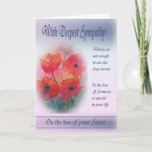 Loss of Sister - With Deepest Sympathy Card
