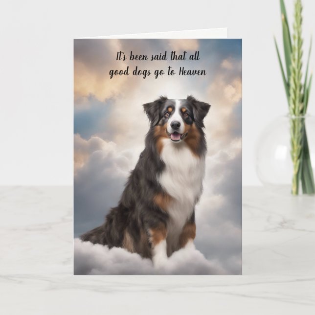 Loss of Tri Colour Aussie Dog Heaven Sympathy Holiday Card (Front)