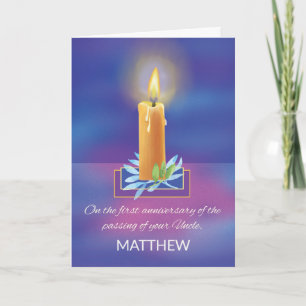 Loss of Uncle First Anniversary Religious Candle Card