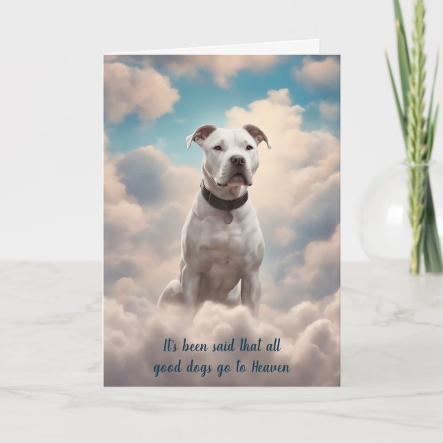 Loss of White Pitbull Dog Heaven Sympathy Card (Front)