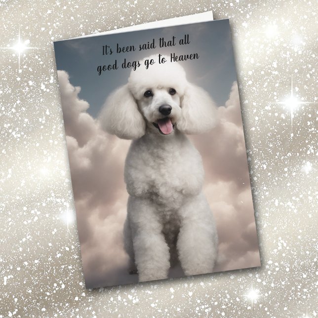Loss of White Poodle Dog Heaven Sympathy Holiday Card (Creator Uploaded)