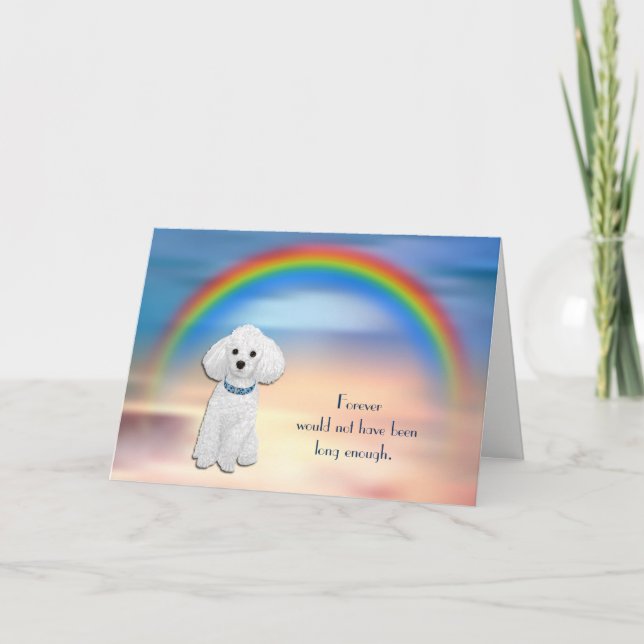 Loss of White Poodle Rainbow Sympathy Card (Front)