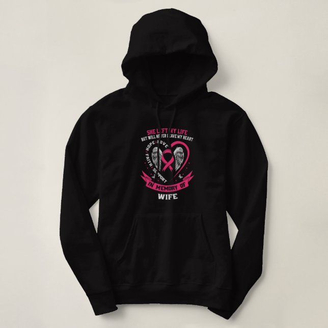 Loss of Wife Gifts Husband Breast Cancer Awareness Hoodie (Design Front)
