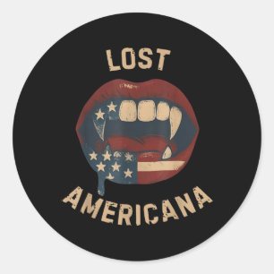 Lost Americana Vintage Vampire Patriotic Retro USA Classic Round Sticker