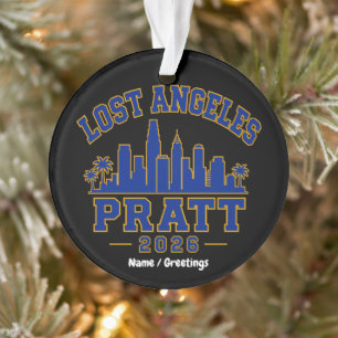 Lost Angeles Pratt 2026 Skyline Varsity Retro Blue Ornament
