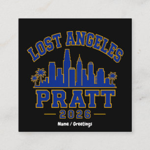 Lost Angeles Pratt 2026 Skyline Varsity Retro Blue Square Business Card