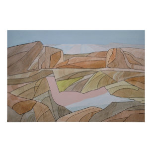 Lost Beach Watercolor Line Art Print