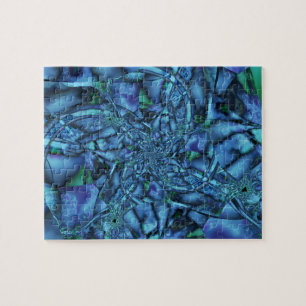 Lost   Blue and Green Fractal Art Jigsaw Puzzle