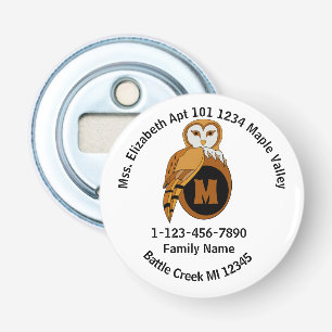 Lost British Barn Owl Family Home Address Bottle Opener