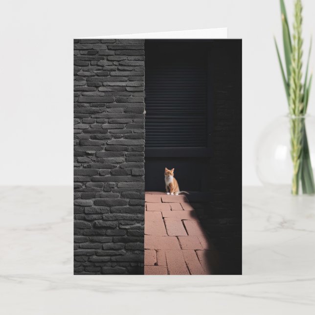 Lost Cat In Dark Alley Thinking of You Card (Front)
