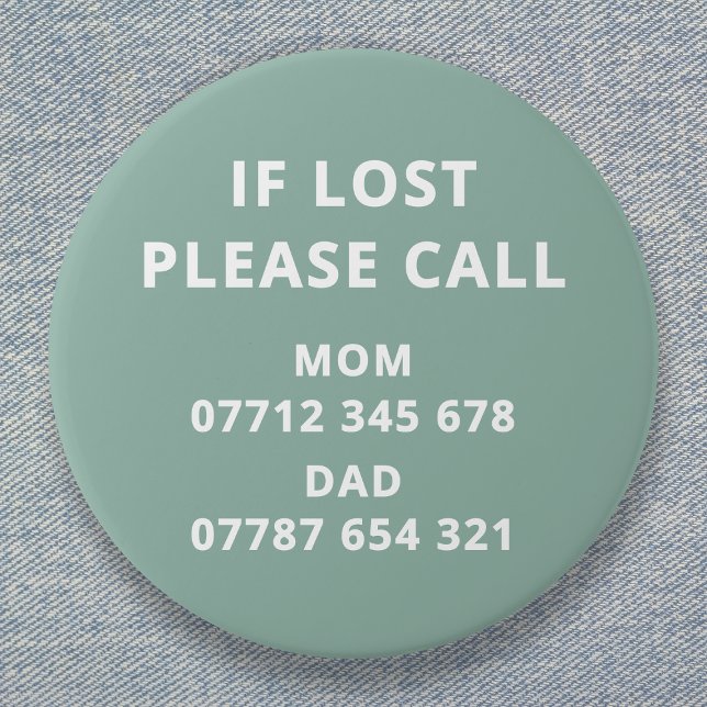 Lost Child Person Emergency ID Contact 7.5 Cm Round Badge (Creator Uploaded)