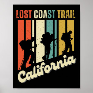 Lost Coast Trail California Hiking Retro Mountain Poster