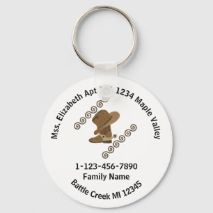 Lost Cowboy Boot and Hat Family Home Address Key Ring
