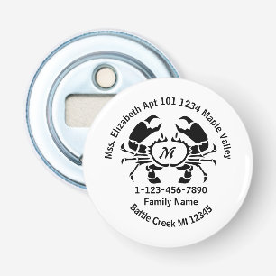 Lost Crab Monogram Family Home Address  Bottle Opener